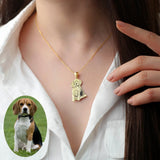 Custom Pet Photo Necklace Engraved Dog Picture Chain Stainless Steel Jewelry