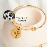 Personalized Pet Photo Women Bangle Name Pendant Bracelet