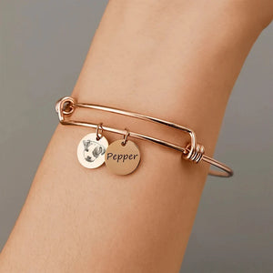 Personalized Pet Photo Women Bangle Name Pendant Bracelet