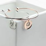 Pet Portrait Bangle Dog Charm Cat Pendant Cuff Custom Photo Bracelet Gift