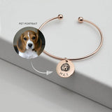 Pet Portrait Bangle Dog Charm Cat Pendant Cuff Custom Photo Bracelet Gift