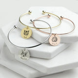 Pet Portrait Bangle Dog Charm Cat Pendant Cuff Custom Photo Bracelet Gift