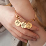 Pet Portrait Bangle Stainless Steel with Engraving, Birthday Jewelry Gift