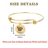 Pet Portrait Bangle Stainless Steel with Engraving, Birthday Jewelry Gift