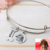 Personalized Pet Portrait Bracelet with Picture - Pet Name Bangle for Women