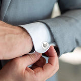 Personalized Photo Cufflinks - Engraved Round Name Cufflinks