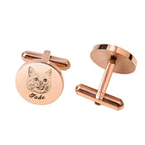 Personalized Photo Cufflinks - Engraved Round Name Cufflinks