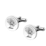 Personalized Photo Cufflinks - Engraved Round Name Cufflinks