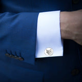 Personalized Photo Cufflinks - Engraved Round Name Cufflinks