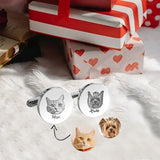 Personalized Photo Cufflinks - Engraved Round Name Cufflinks