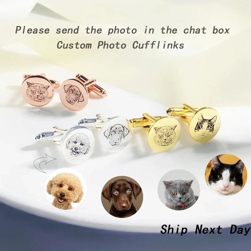 Pet Portrait Cufflinks Personalized Photos Cufflinks Stainless Steel Jewelry