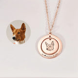 Pet Portrait Necklace Custom Dog Photo Pendant Engraved Name Memorial Jewelry