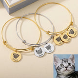 Pet Portrait Name Cuff Bracelet - Stainless Steel