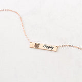Personalized Pet Portrait Women Necklace Engraved Name Pendant Choker