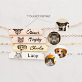 Personalized Pet Portrait Women Necklace Engraved Name Pendant Choker