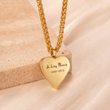 Pet Urn Necklace Heart Memorial Ashes Pendant Engraved Name Chocker
