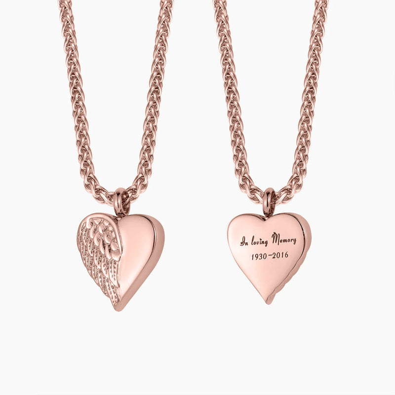 Pet Urn Necklace Heart Memorial Ashes Pendant Engraved Name Chocker