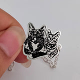 Personalized Pets Portrait Charm Bracelet Engraved Cat Dog Photo Pendant