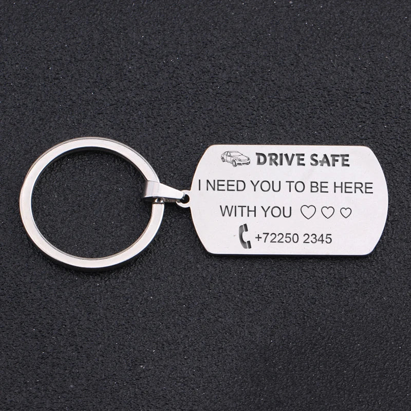 Engraved Drive Safe Keychain For Boyfriend