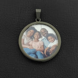 Custom 35mm Round Nameplate Necklace Stainless Steel Chain Jewelry