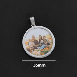 Custom 35mm Round Nameplate Necklace Stainless Steel Chain Jewelry