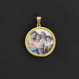 Custom 35mm Round Nameplate Necklace Stainless Steel Chain Jewelry