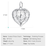 925 Silver Heart Name Charm Flip Feather Pendant