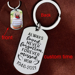 Mom Memorial Keychain Mother's Always Loved.Never Forgotten Forever Missed