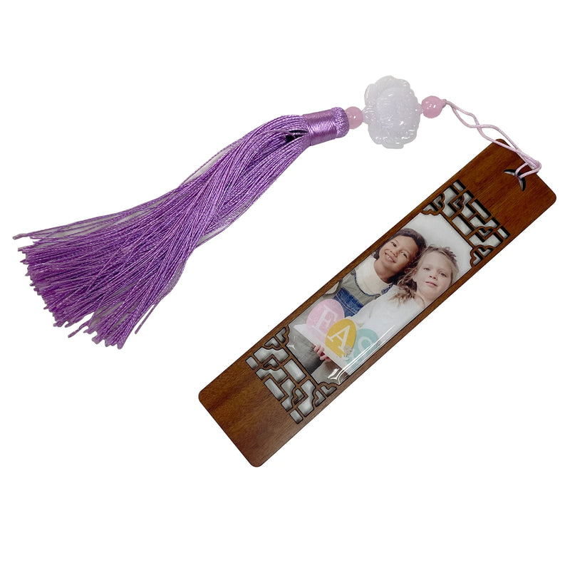 Personalized Photo Bookmark with Tassel Chinese Style Wooden Bookmarks