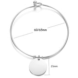 Personalized Round Heart Name Photo Bracelet Stainless Steel Jewelry