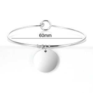 Personalized Round Heart Name Photo Bracelet Stainless Steel Jewelry