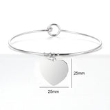 Personalized Round Heart Name Photo Bracelet Stainless Steel Jewelry