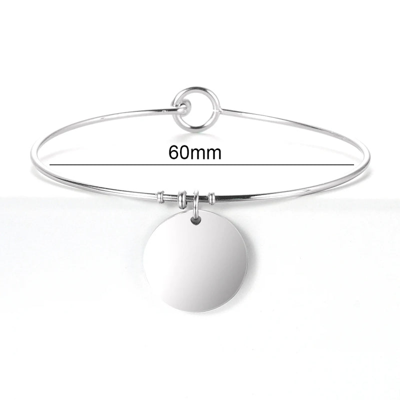 Personalized Round Heart Name Photo Bracelet Stainless Steel Jewelry
