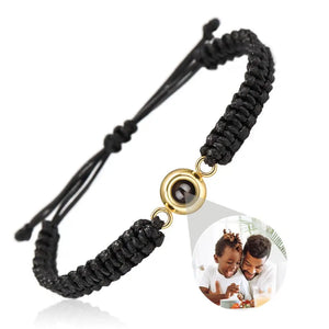 Photo Projection Bracelet Braided Rope Customized Stainless Steel Couple Gift