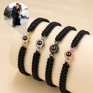 Photo Projection Bracelet Braided Rope Customized Stainless Steel Couple Gift