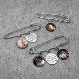 Personalized Photo Brooch Wedding Bouquet Pin Gift for Bride Groom