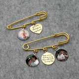 Personalized Photo Brooch Wedding Bouquet Pin Gift for Bride Groom