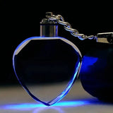 LED Light Crystal Keychain Laser Carved Photo Couple Family Souvenir Gift