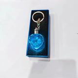 LED Light Crystal Keychain Laser Carved Photo Couple Family Souvenir Gift