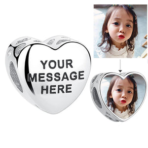 Personalized 925 Silver Heart Charm Bead for Bracelet Necklace