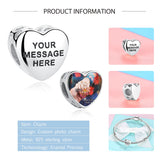 Personalized 925 Silver Heart Charm Bead for Bracelet Necklace