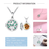 Family Tree Crystal Pendant Necklace on 925 Sterling Silver Chain