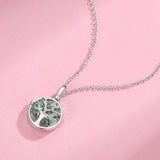 Family Tree Crystal Pendant Necklace on 925 Sterling Silver Chain