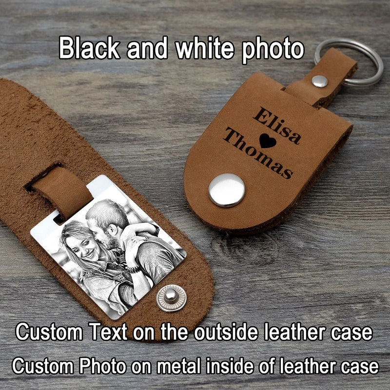 Personalized Leather Keychain with Picture