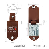 Personalized Leather Photo Keychain for Dad, Best Friend - Anniversary Gift