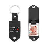 Personalized Leather Photo Keychain for Dad, Best Friend - Anniversary Gift