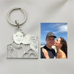 Personalized Photo Keychain Stainless Steel Necklace Family Memorial Gift