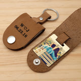 Personalized Photo Keychain Leather Key Fob Gift for Him