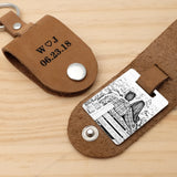 Personalized Photo Keychain Leather Key Fob Gift for Him