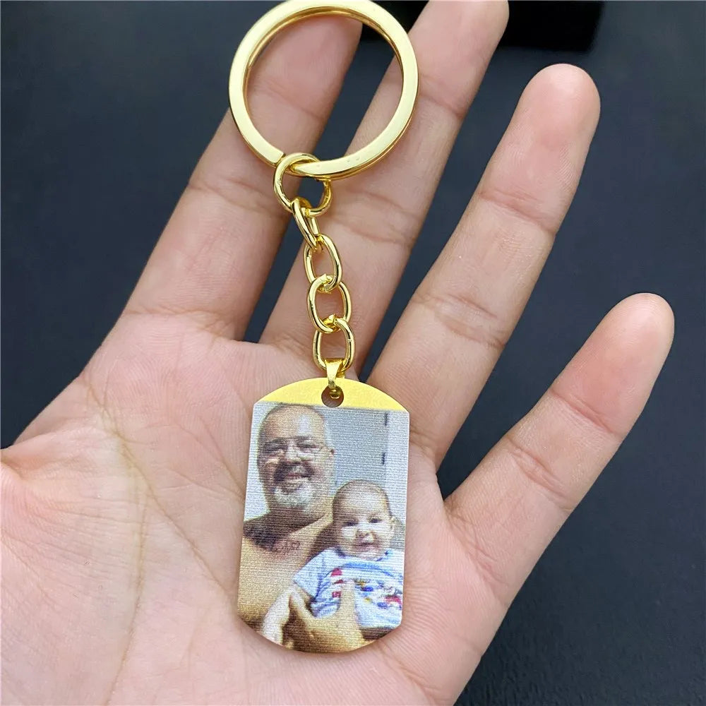 Personalized Picture Engrave Keychain for Men